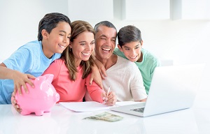 family paying bills together